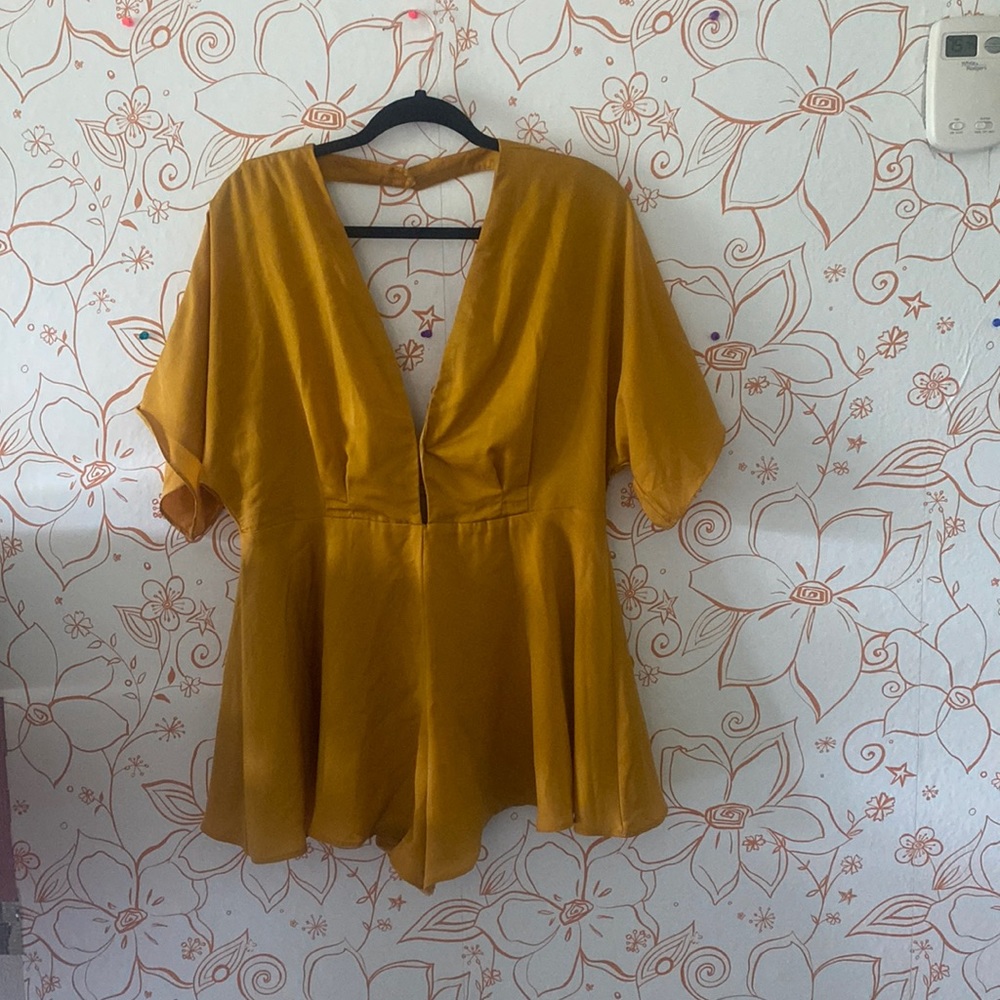 Yellow open back romper
